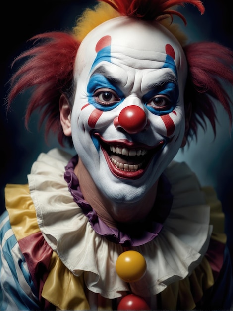 Fantasy Photography of an ultra realistic clown in dramatic light