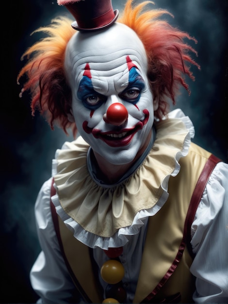 Fantasy Photography of an ultra realistic clown in dramatic light