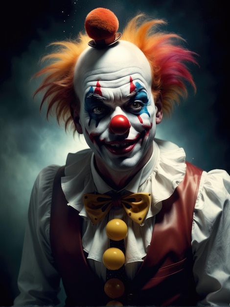 Fantasy Photography of an ultra realistic clown in dramatic light