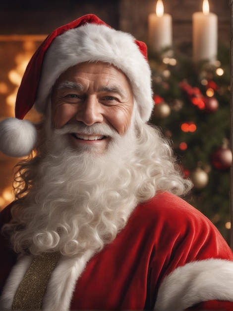 Fantasy Photography of an ultra realistic Santa Claus in dramatic light