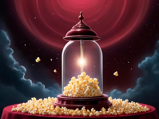 Fantasy popcorn machine with popcorn