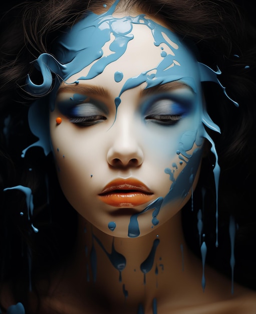 Fantasy portrait of a beautiful woman with blue eyes Beauty fashion