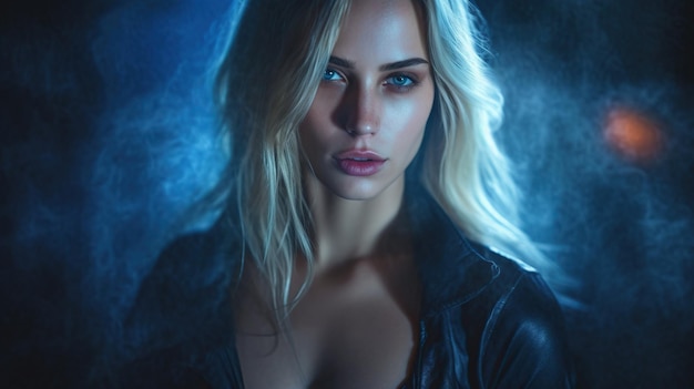 Fantasy portrait blonde girl model fantasy character blue eyes woman