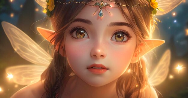 Fantasy portrait of a cute little fairy girl