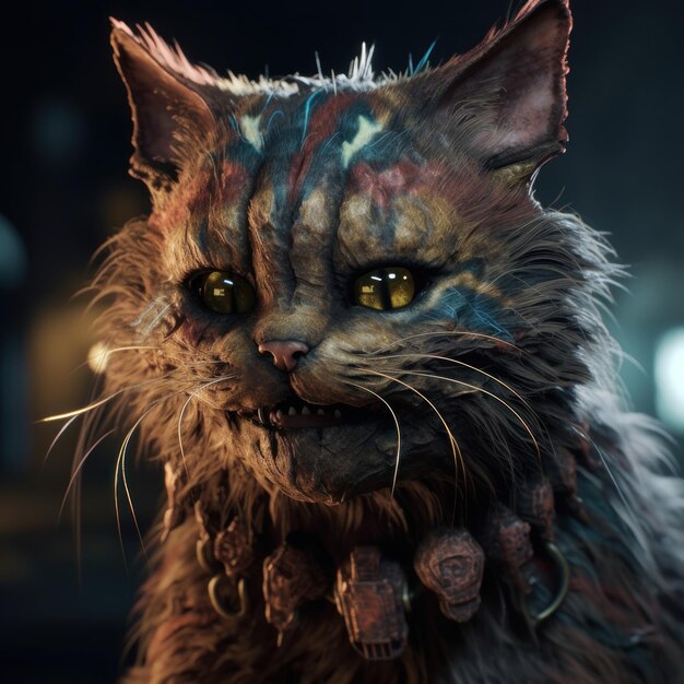Фантастический портрет рыжего кота с большими глазами, созданный с помощью технологии генеративного ИИ