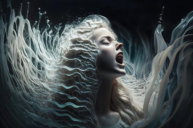 Photo fantasy portrait of a screaming woman neural network ai generated