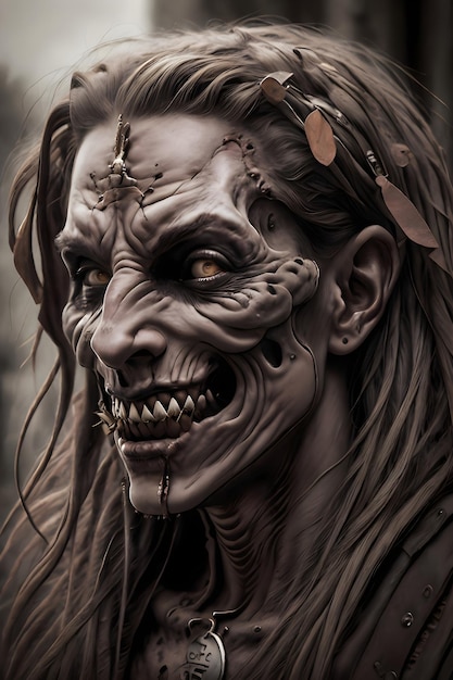 Fantasy portrait of a undead zombie Halloween theme