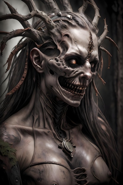 Foto fantasy portret van een ondode zombie halloween thema