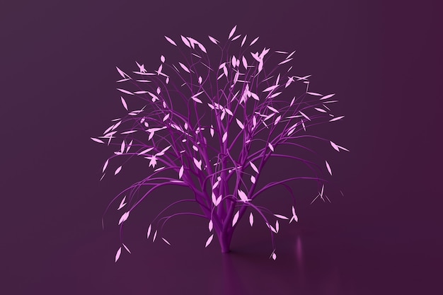 Fantasy purple bush or tree on purple color