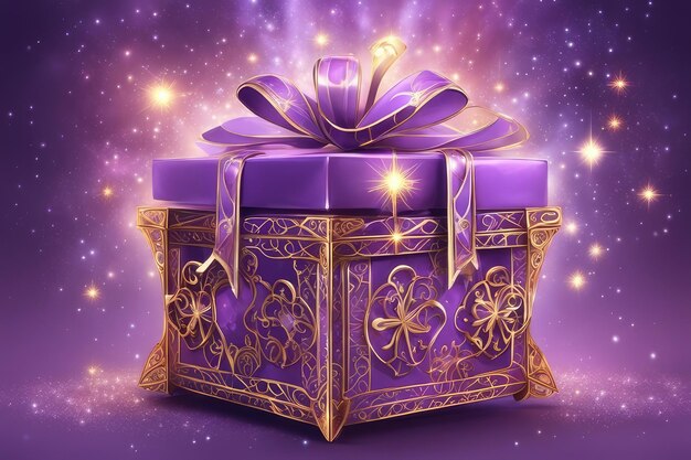 A fantasy purple giftbox