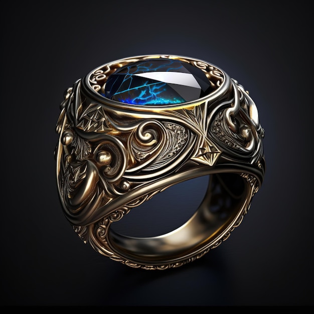 Photo fantasy ring magic jewelry for witch or wizard ai art game icon