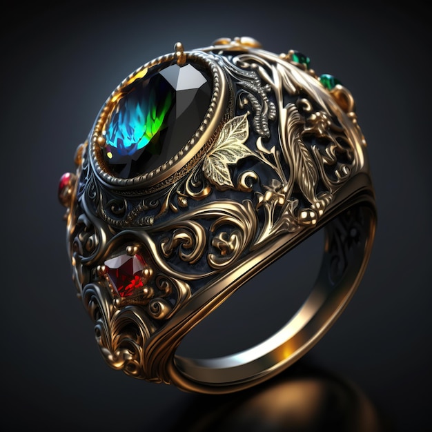 Fantasy ring magic jewelry for witch or wizard Ai art Game icon