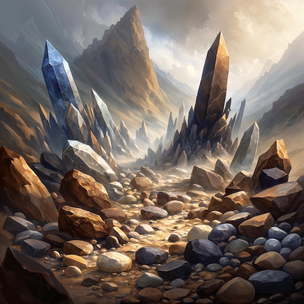 Photo a fantasy rocky landscape