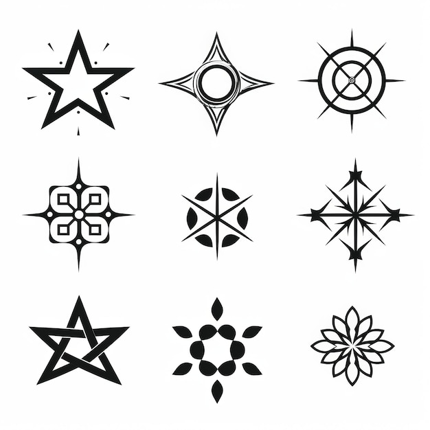 Photo fantasy rune star symbols concept art isolated on white background