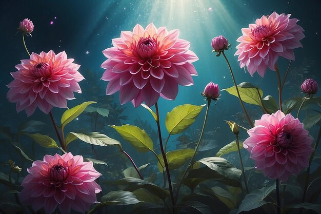 Fantasy Scene met Dahlia Flower Spell Illustratie