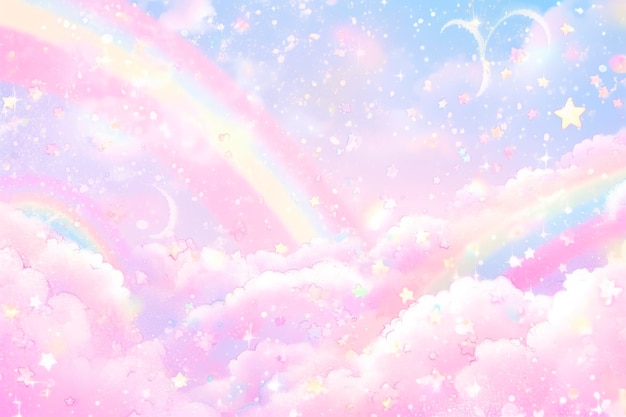 Fantasy sky rainbow fairy skies rainbows colors magic landscape and dream sky generate ai