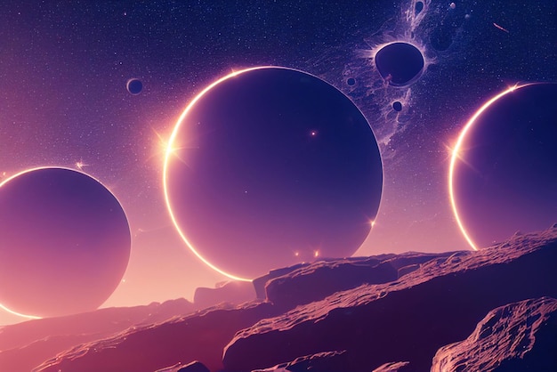 Premium Photo  Fantasy space digital art illustration