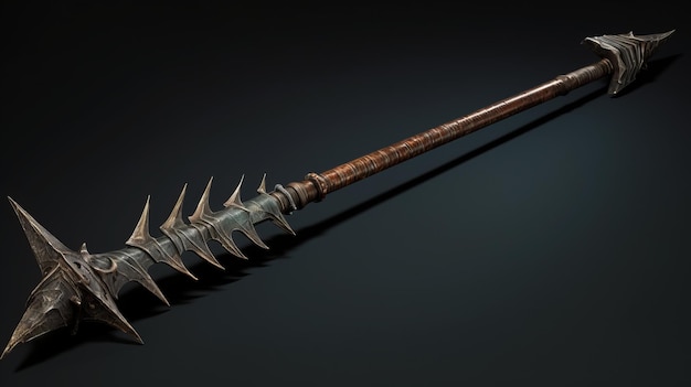 Фото Фантастическое шпильное оружие с длинной деревянной ручкой