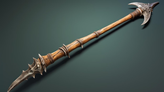 Photo fantasy spiked weapon with long wooden handle