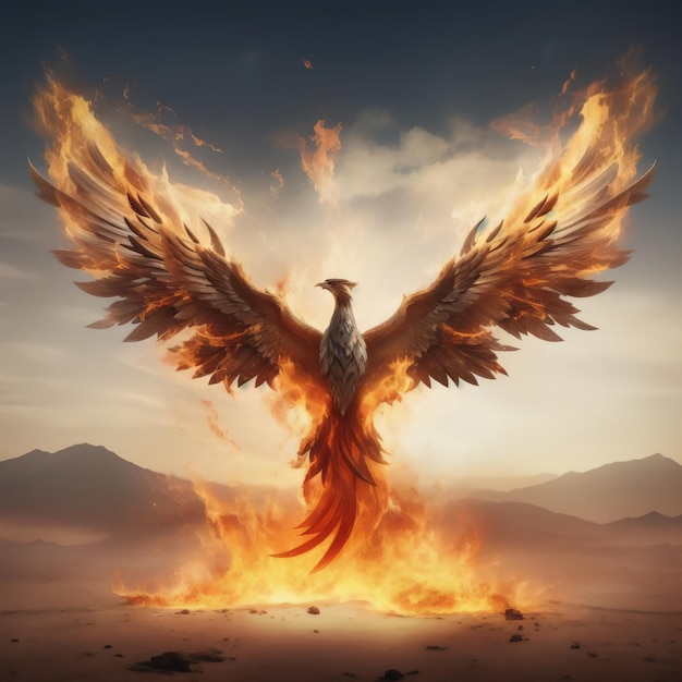 Fantasy stijl personage phoenix behang