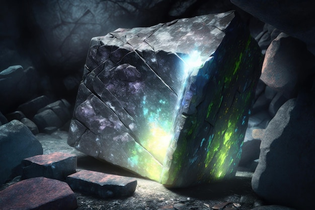 ファンタジー石ネオンと抽象的な背景
