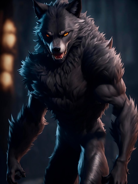 Fantasy style and characters The insidious werewolf went hunting