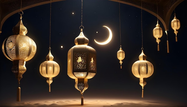 Photo fantasy style lantern for islamic ramadan celebration