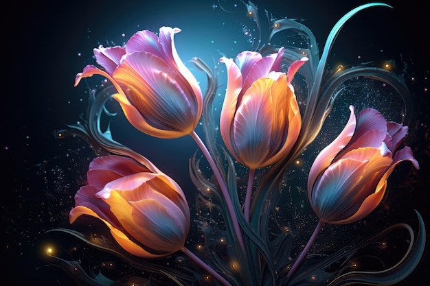 fantasy stylized tulips flower