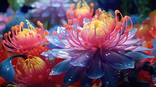 Foto fiori surreali di fantasia sfondo floreale esotico