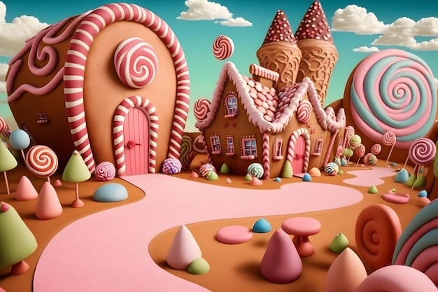 Premium AI Image  Gumball House beautiful candyland sweets