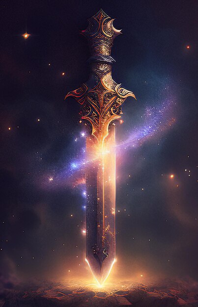 fantasy sword nebula galaxy universe