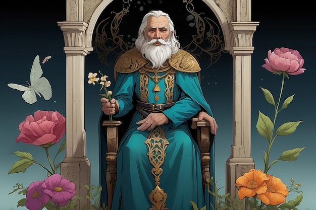 Fantasy Tarot Card Pappy Flowers Symbolism Concept Art