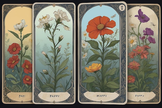 Fantasy Tarot Card Pappy Flowers Symbolism Concept Art