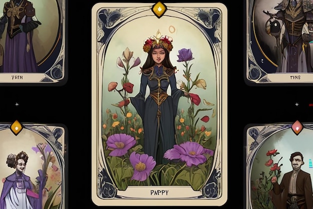 Fantasy Tarot Card Pappy Flowers Symbolism Concept Art