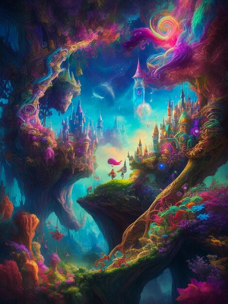 Fantasy technicolor dream world playful mystical