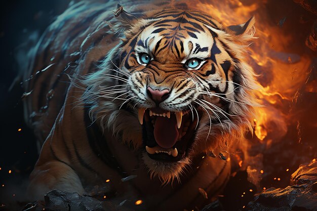 Photo fantasy tiger assault