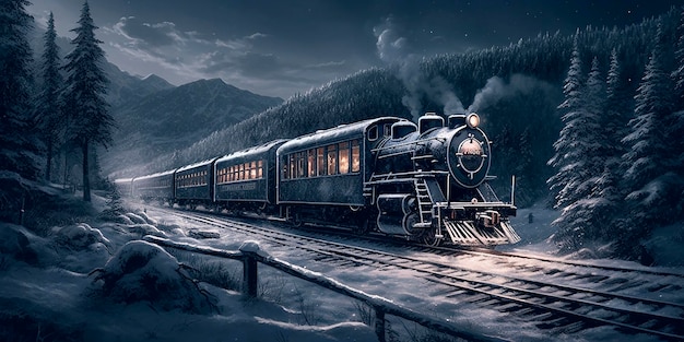 Фото Фантастический поезд по зимней пустыне