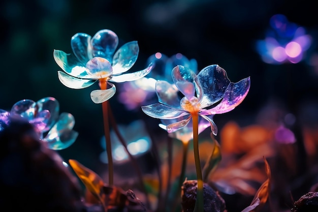 Fantasy translucent flowers close up