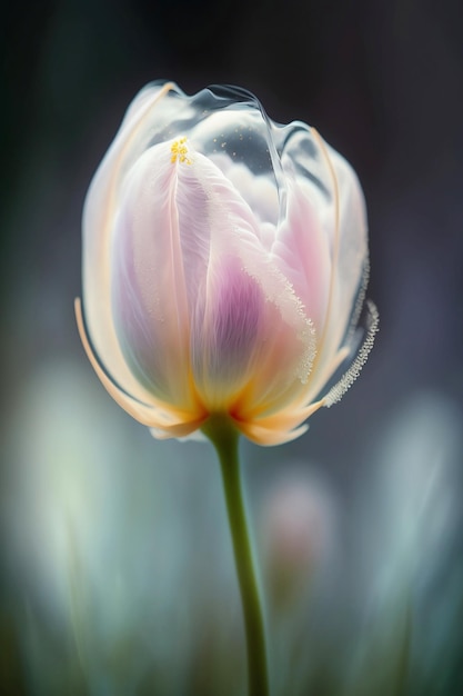 Fantasy translucent white rose in glow