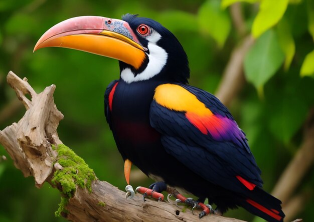 Photo fantasy tropical bird in a forest ai generated