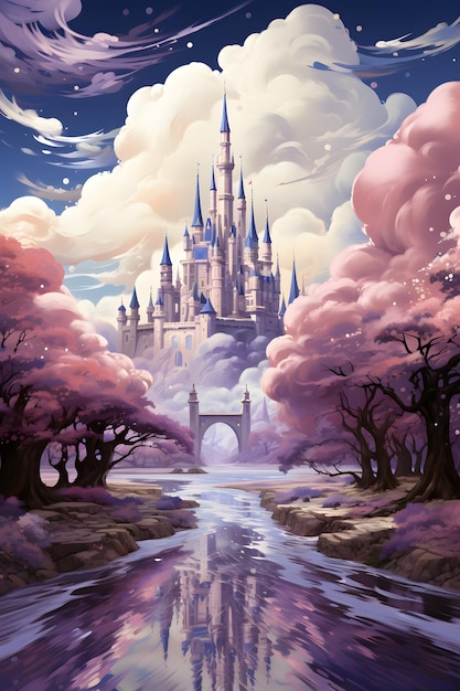 fantasy view of sky and castle