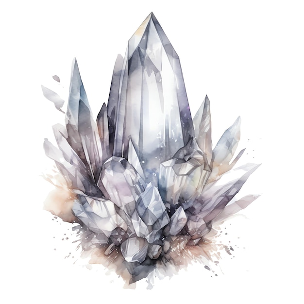 Fantasy watercolor crystal illustration