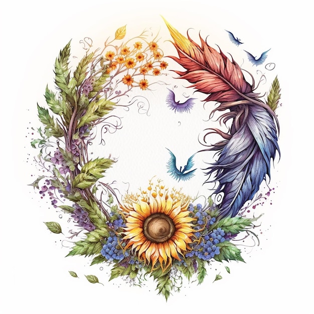 Fantasy Wild Flower Wreath Logo