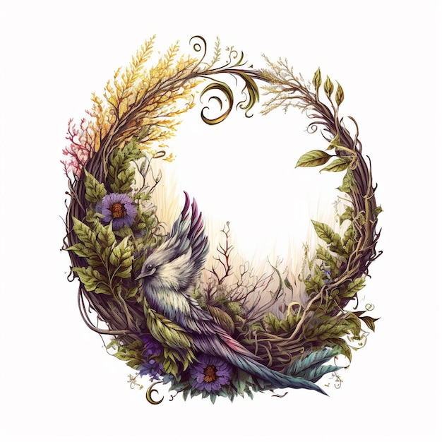 Fantasy Wild Flower Wreath Logo