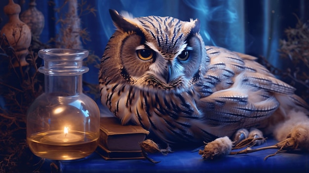 Fantasy wise sleeping owl