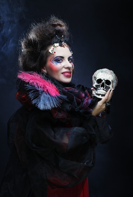 Photo fantasy woman with skull