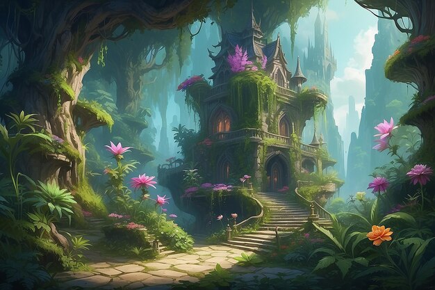 Fantasy World Calendula Flower Magical Rituals Concept Art