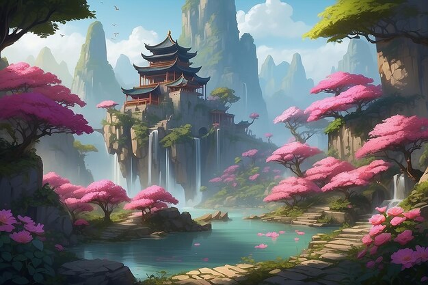 Fantasy World of China Rose Magic Concept Art