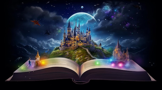 Fantasy world inside of the book Concept of education