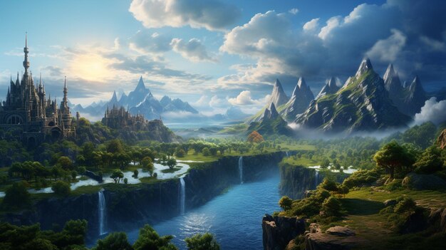 Fantasy world landscapes background